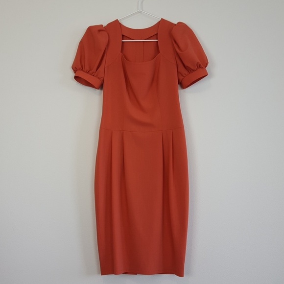 Vintage 40's Burnt Orange Pencil Dress - Picture 1 of 9